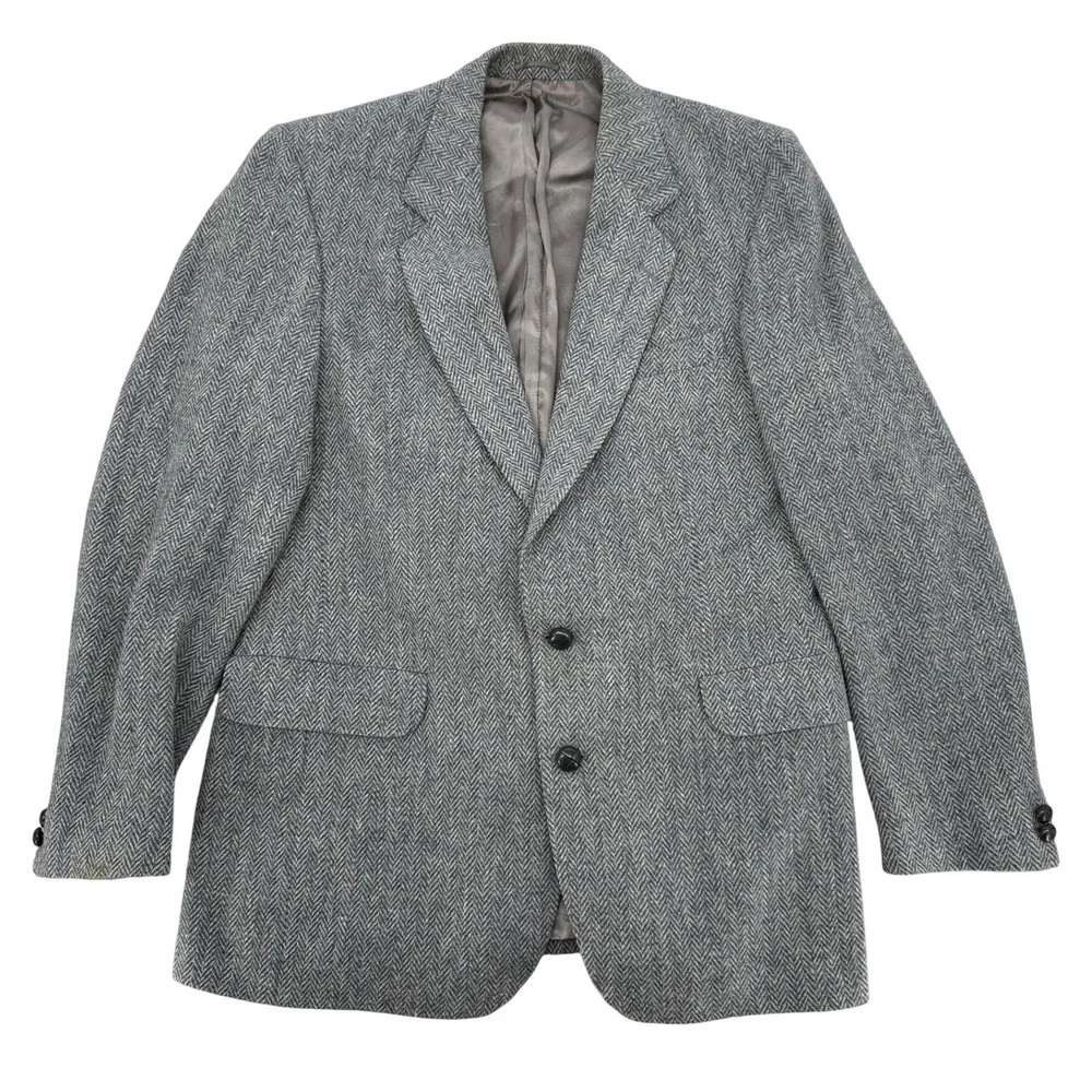 Kevin & Howlin Dublin Donegal Tweed Blazer Mens 42 Grey Herringbone Wool Ireland